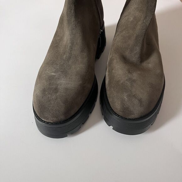 Vince Camuto Green Suede Neframes Zipper Block Heel Ankle Boots Size 8.5M - Picture 6 of 11